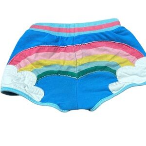 Mini Boden girls 3 years rainbow applique track shorts drawstring cotton